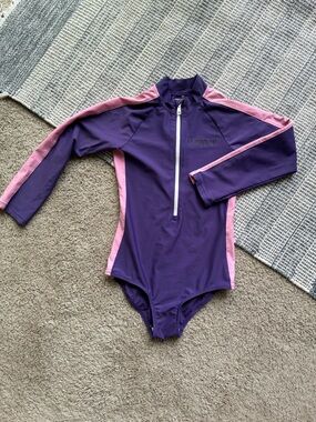 Mini Rodini UPF 50+ Purple and Pink Long-Sleeve Kids Swimsuit
